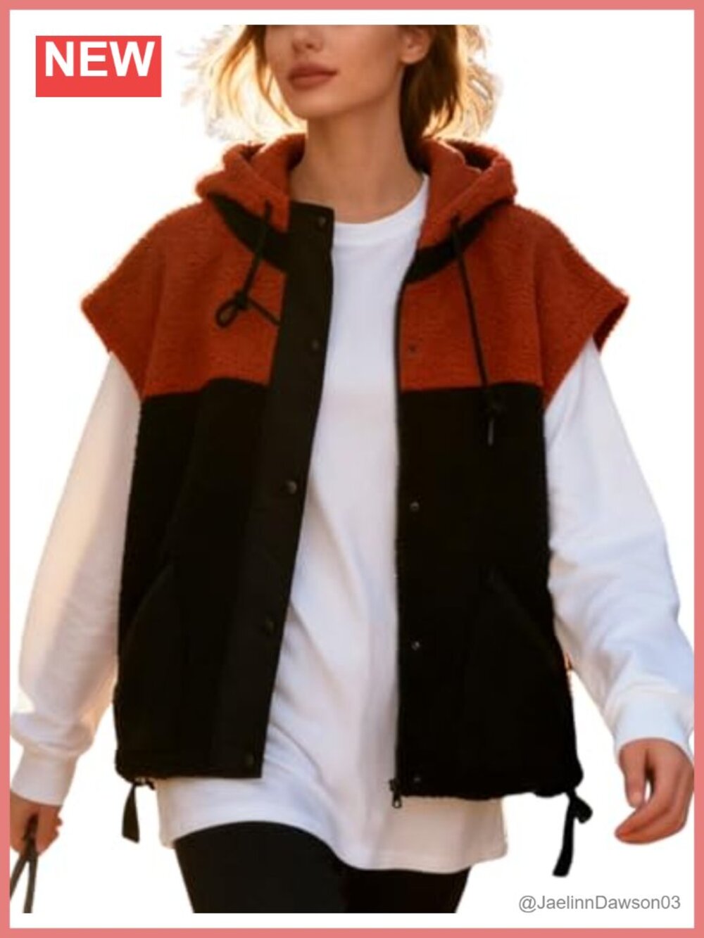 Sherpa Hooded Vest Cozy Sleeveless Layering Jacket Women